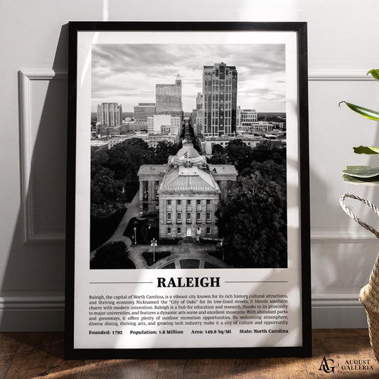 Raleigh Black & White City Print