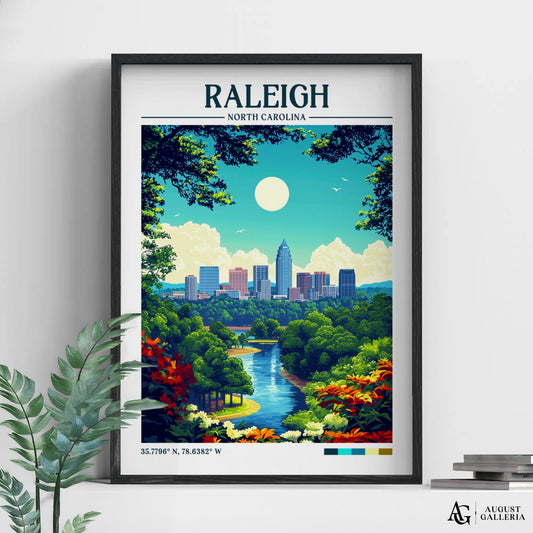 Raleigh North Carolina Retro Travel Print