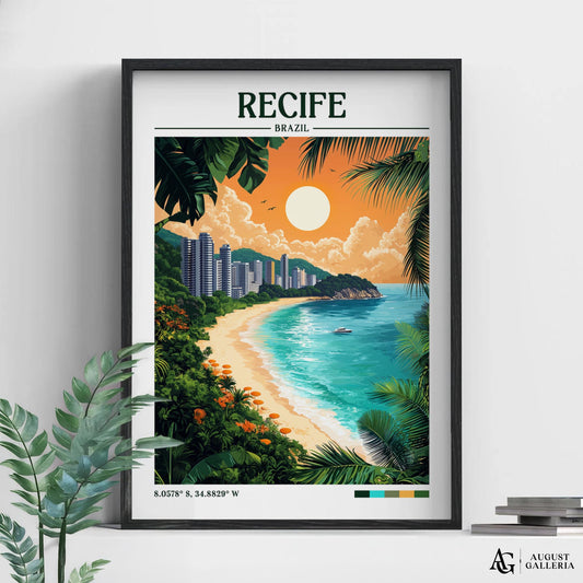 Recife Brazil Retro Travel Print