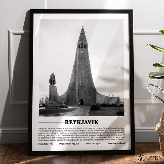 Reykjavik Black & White City Print