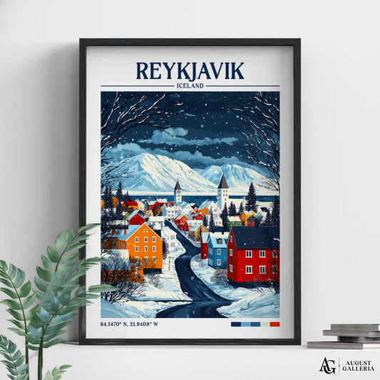Reykjavík Iceland Retro Travel Print