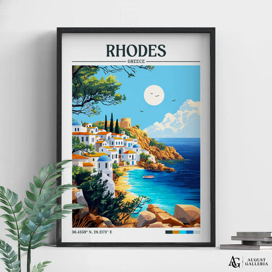 Rhodes Greece Retro Travel Print