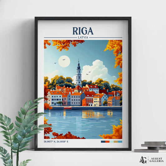 Riga Latvia Retro Travel Print