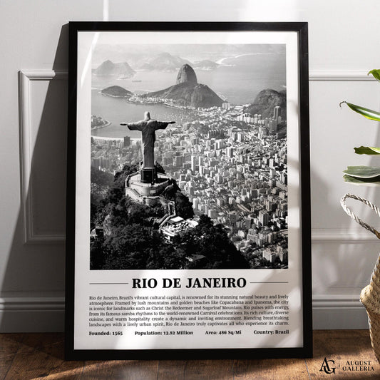 Rio de Janeiro Black & White City Print