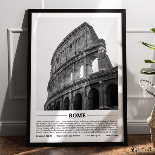 Rome Black & White City Print