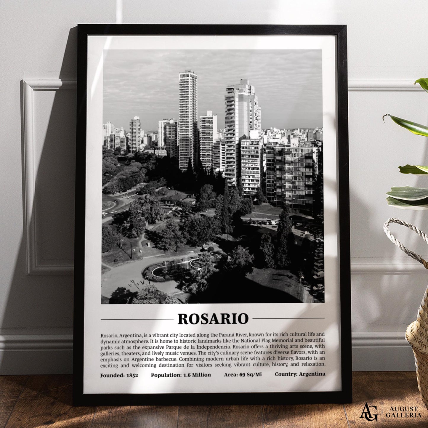 Rosario Black & White City Print