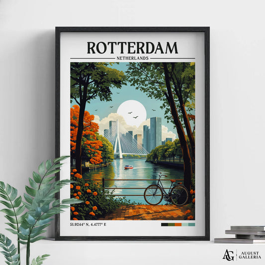 Rotterdam Netherlands Retro Travel Print