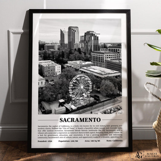 Sacramento Black & White City Print