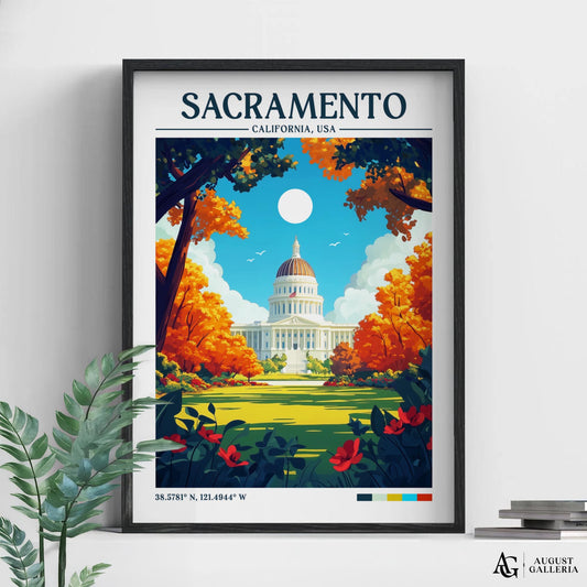 Sacramento California Retro Travel Print