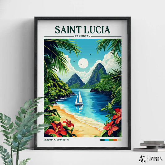 Saint Lucia Retro Travel Print