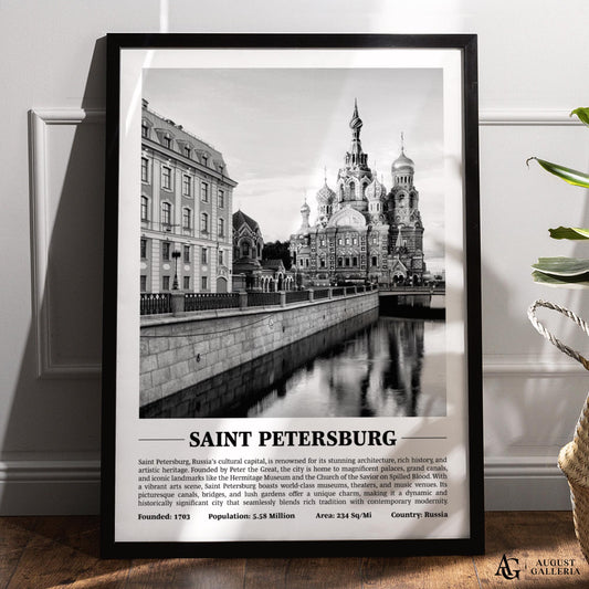 Saint Petersburg Black & White City Print