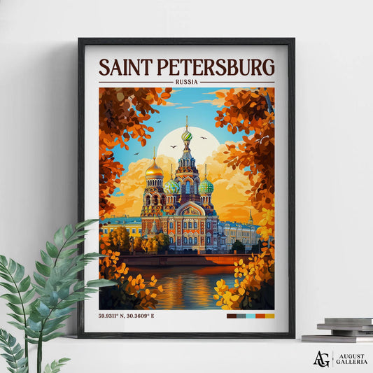 Saint Petersburg Retro Travel Print