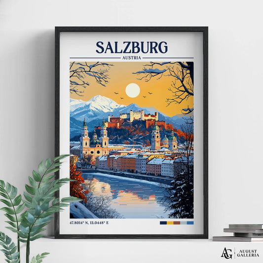 Salzburg Austria Retro Travel Print