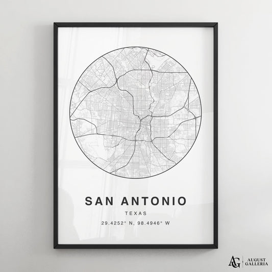 San Antonio Minimalist Map