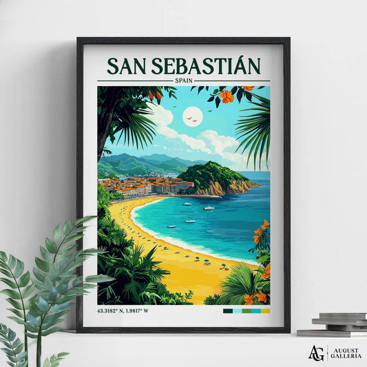 San Sebastián Retro Travel Print