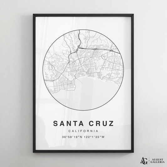 Santa Cruz Minimalist Map