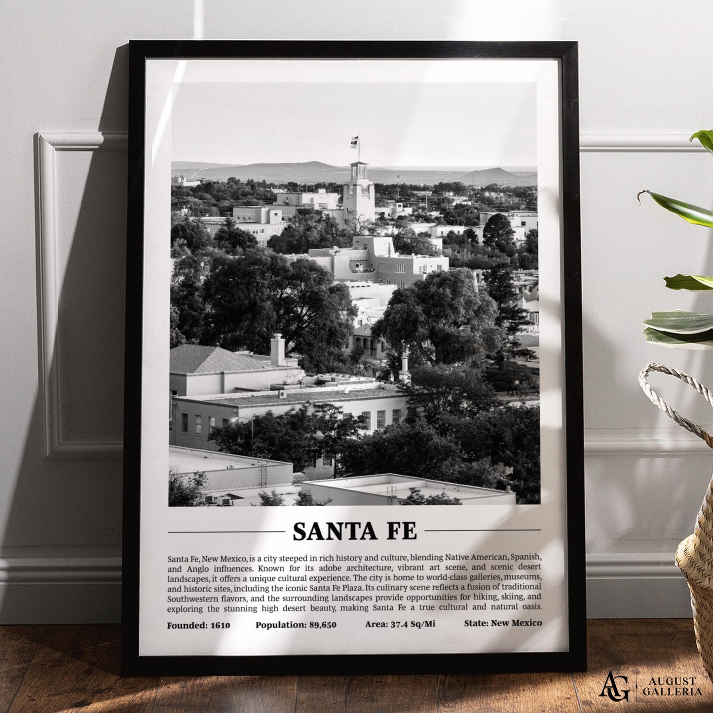 Santa Fe Black & White City Print