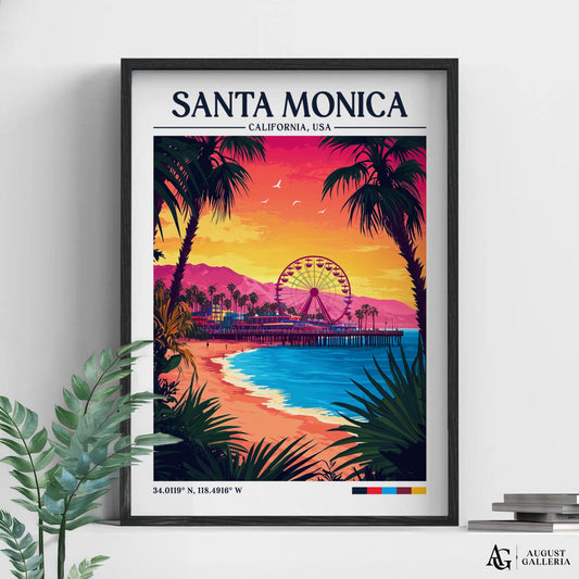 Santa Monica Retro Travel Print