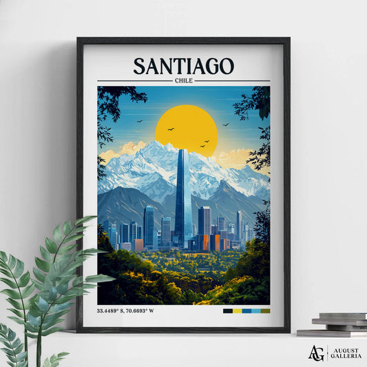 Santiago Chile Retro Travel Print