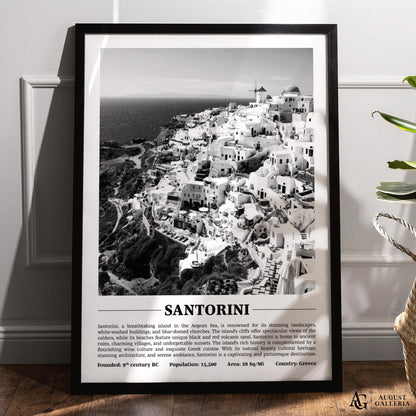 Santorini Black & White City Print