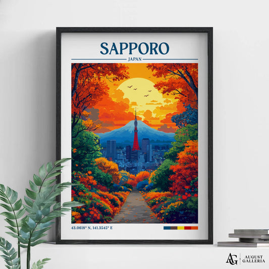 Sapporo Japan Retro Travel Print