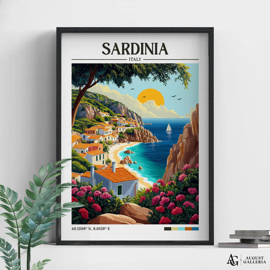 Sardinia Italy Retro Travel Print