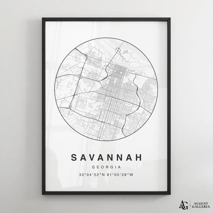 Savannah Minimalist Map