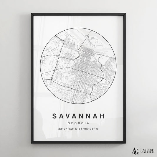 Savannah Minimalist Map