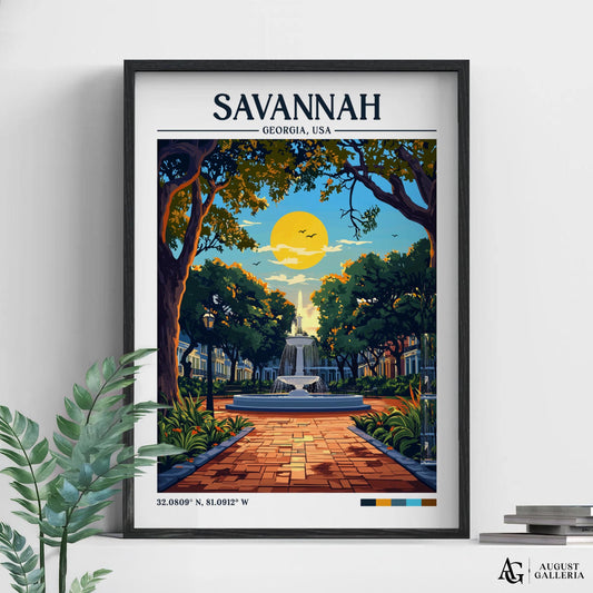 Savannah Georgia Retro Travel Print