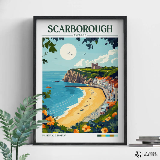 Scarborough England Retro Travel Print