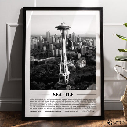 Seattle Black & White City Print