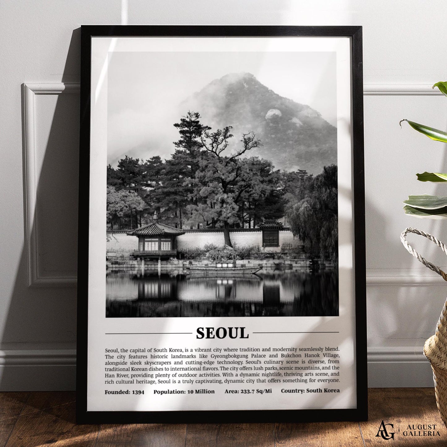 Seoul Black & White City Print