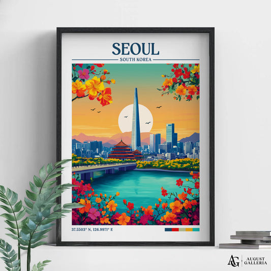 Seoul South Korea Retro Travel Print