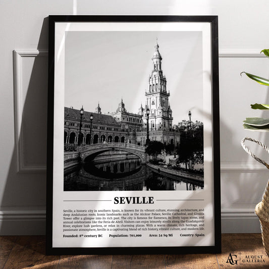 Seville Black & White City Print