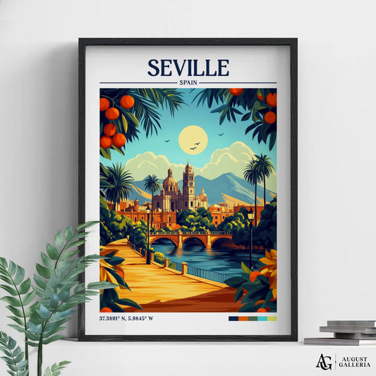 Seville Spain Retro Travel Print