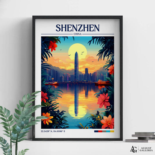 Shenzhen China Retro Travel Print