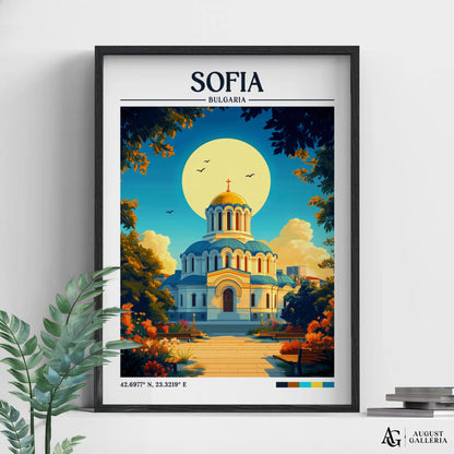 Sofia Bulgaria Retro Travel Print