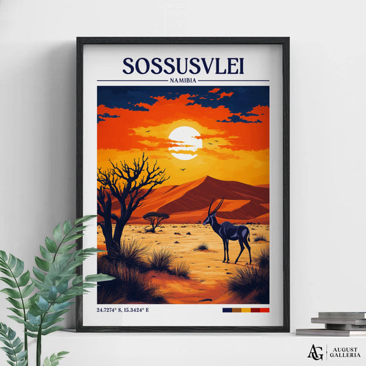 Sossusvlei Namibia Retro Travel Print