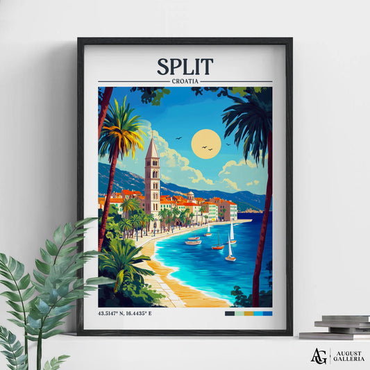 Split Croatia Retro Travel Print