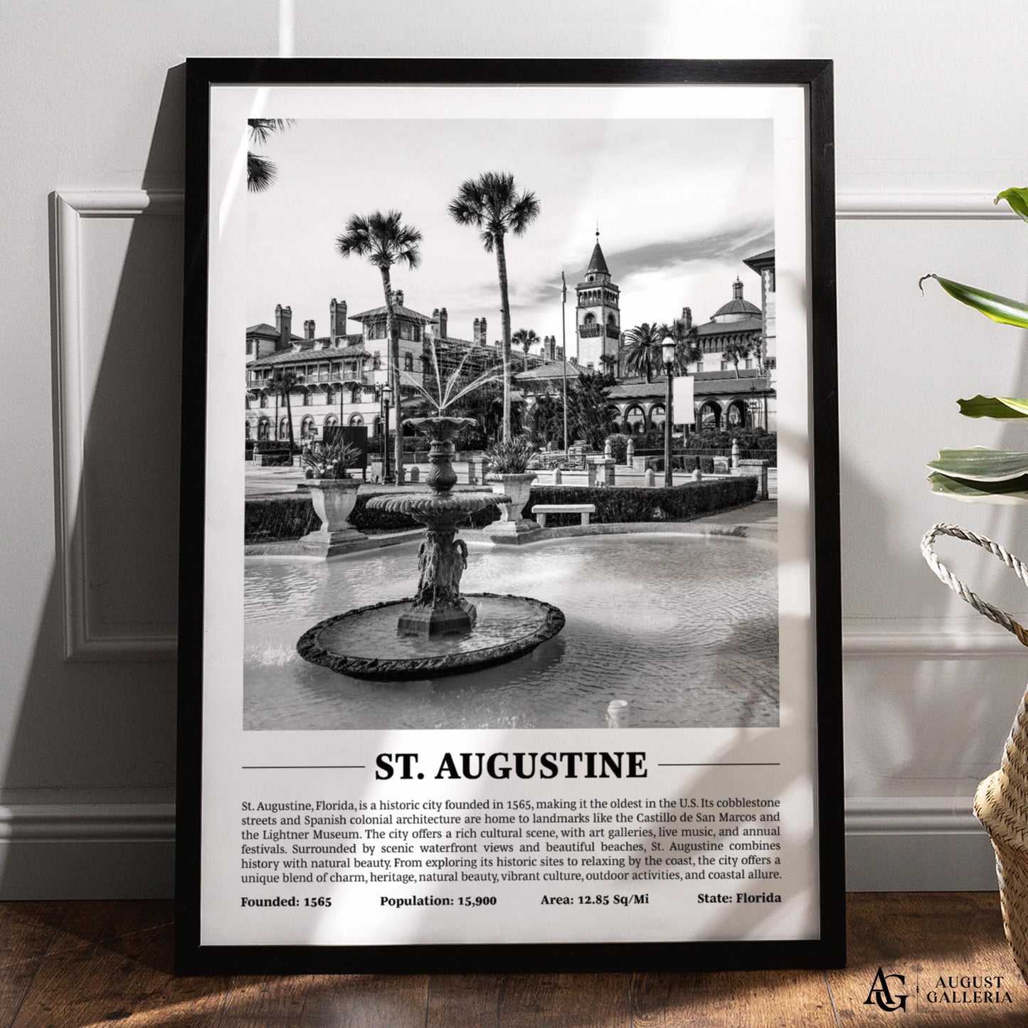 St. Augustine Black & White City Print