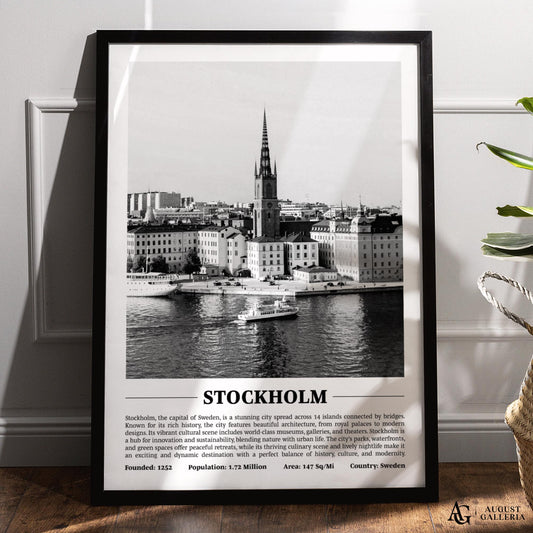 Stockholm Black & White City Print