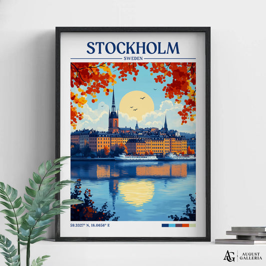 Stockholm Sweden Retro Travel Print
