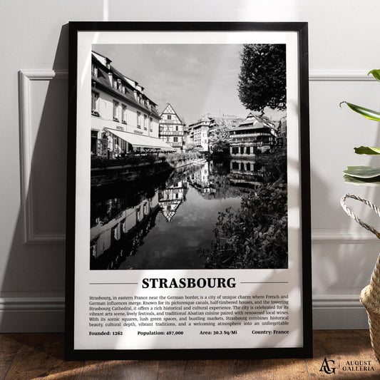 Strasbourg Black & White City Print