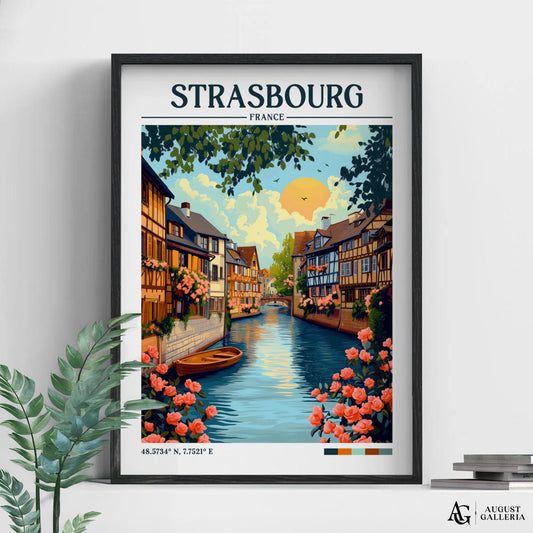 Strasbourg France Retro Travel Print