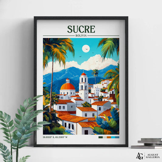 Sucre Bolivia Retro Travel Print