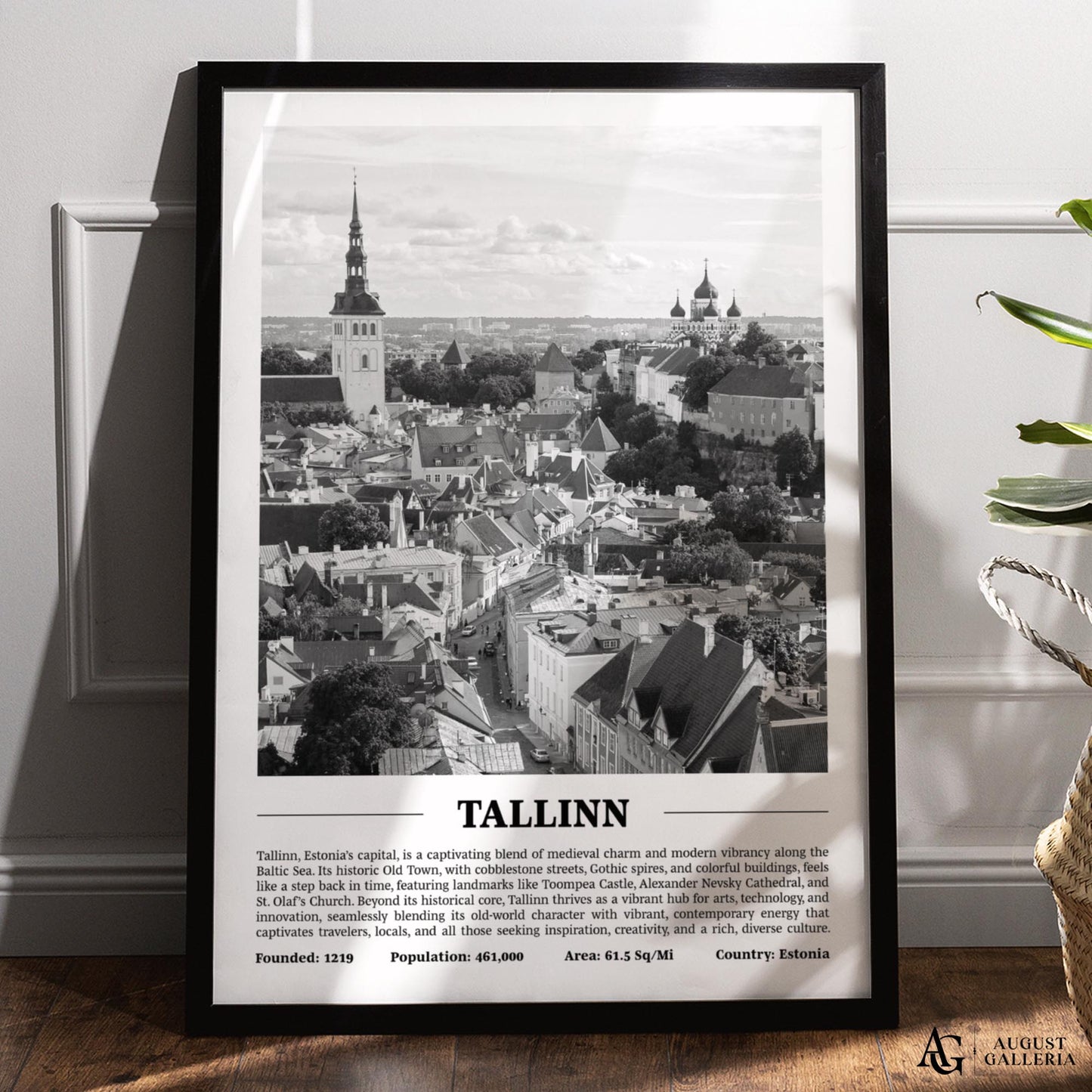 Tallinn Black & White City Print