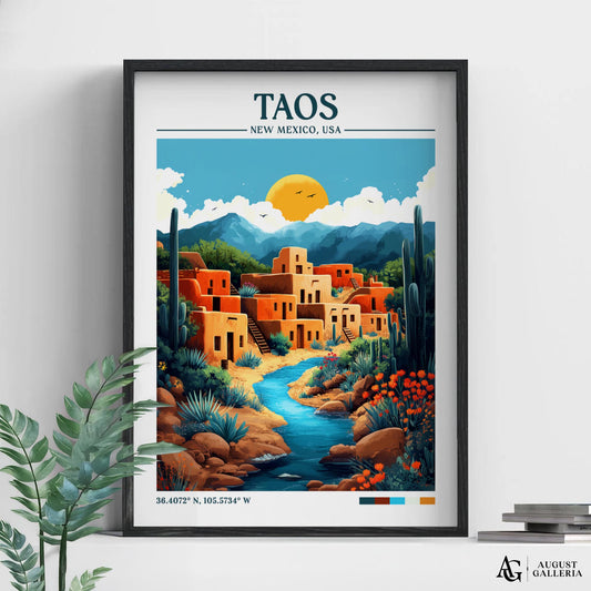 Taos New Mexico Retro Travel Print