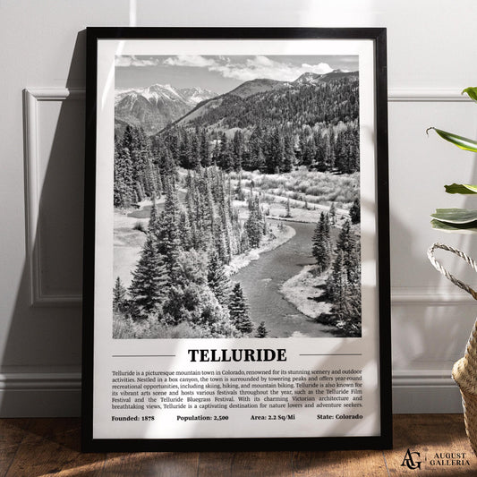 Telluride Black & White City Print