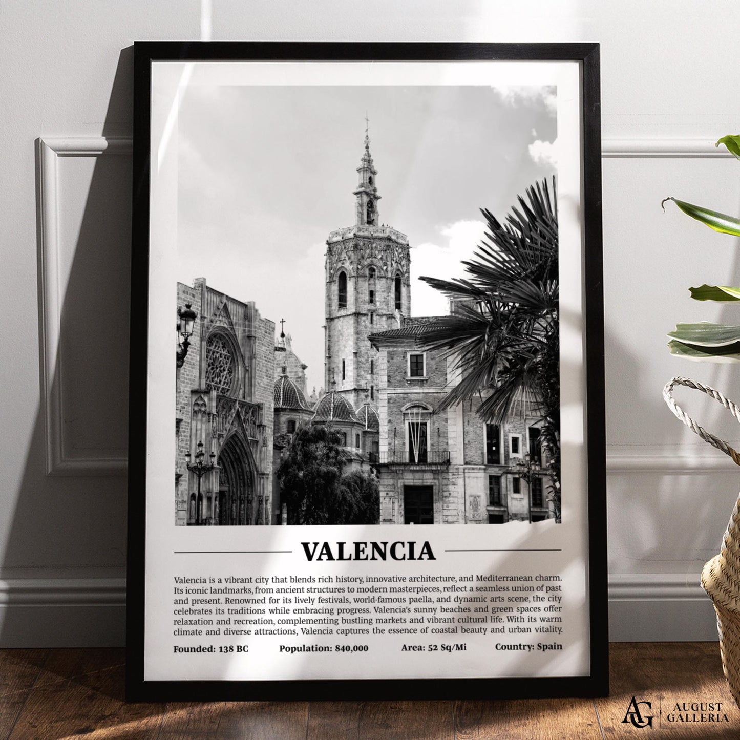 Valencia Black & White City Print