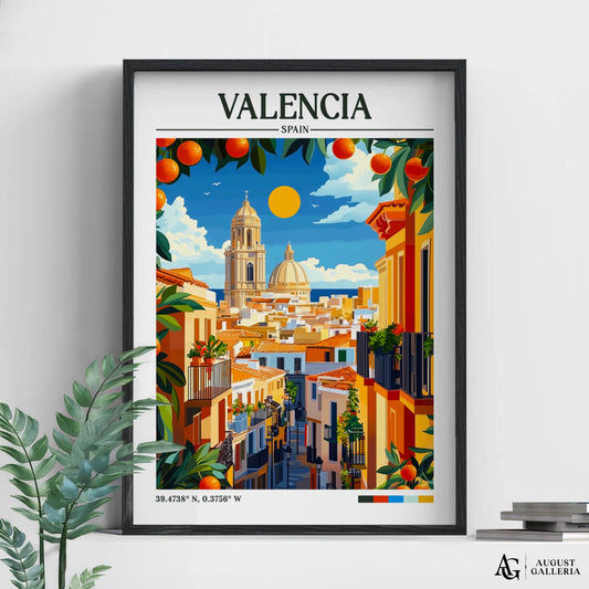 Valencia Spain Retro Travel Print